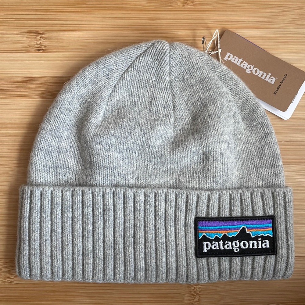 Patagonia Brodeo Beanie Recycled Wool Drifter Grey Logo Hat